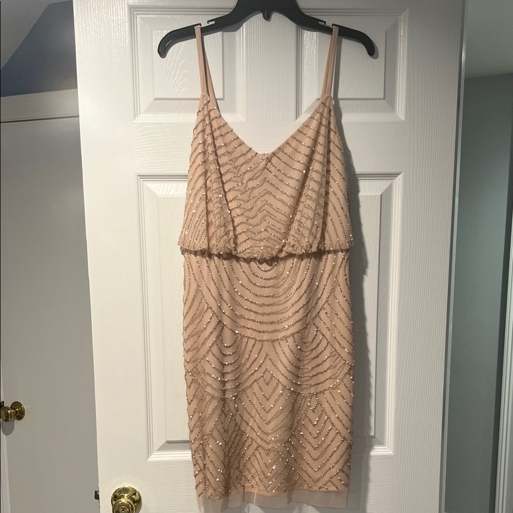 Adrianna Papell Blush Sequin Mini Dress